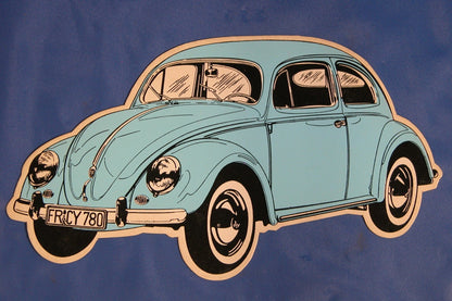 VW Vintage Die Cut 1950's Volkswagen Bug Oval Window Post Card - FranksFunkyStuff