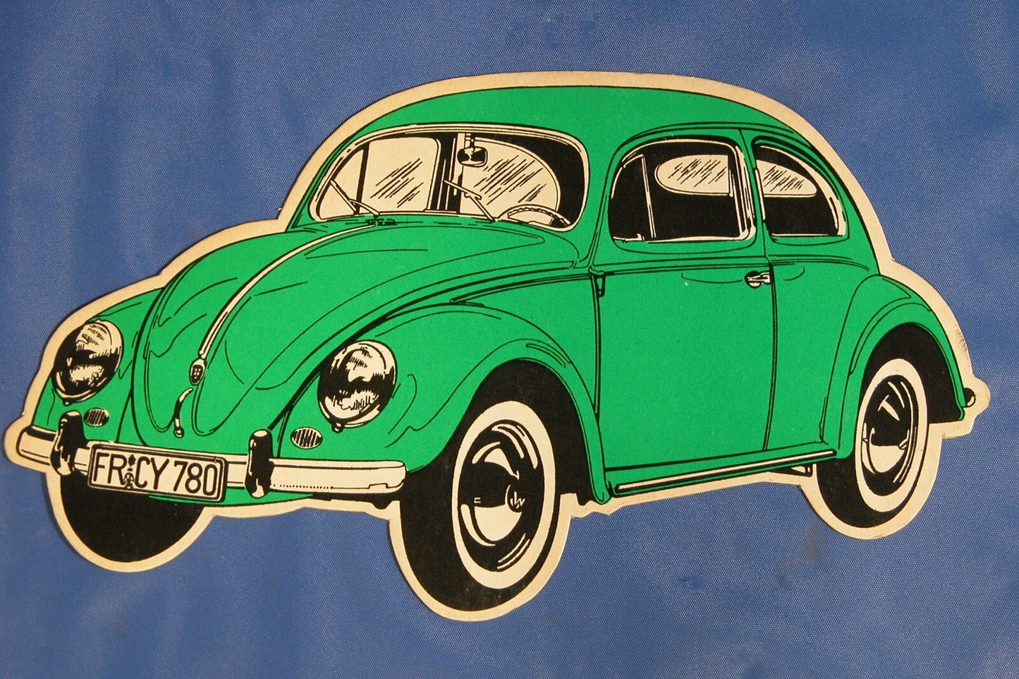 VW Vintage Die Cut 1950's Volkswagen Bug Oval Window Post Card - FranksFunkyStuff